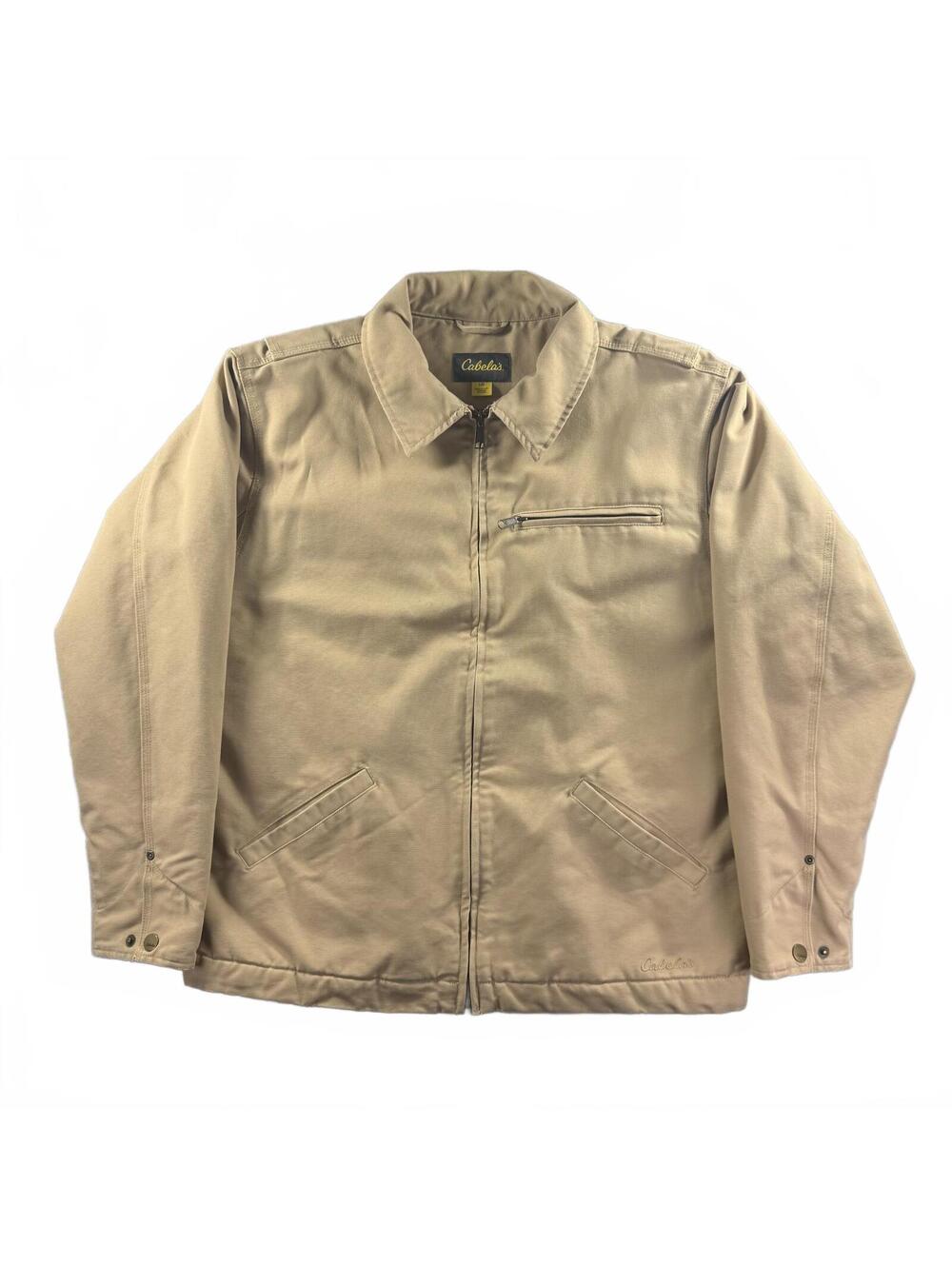 Cabela's Men's Large Tan Cotton Canvas Thinsulate Insulated Work Utility Jacket